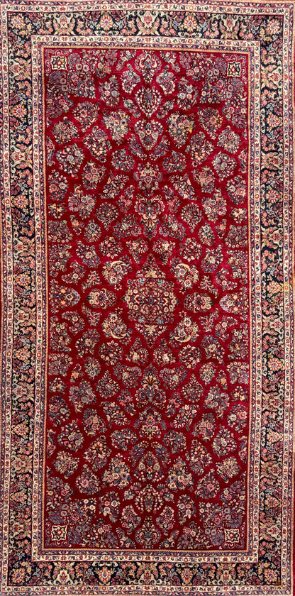 Hand-Knotted Persian Sarouk Rug - 10’1”x19’11”