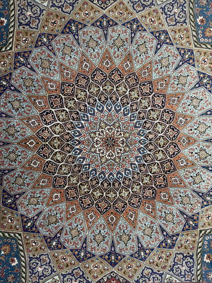 Hand-Knotted 60 Raj Persian Tabriz Rug - Dome Design - 10’x13’4”