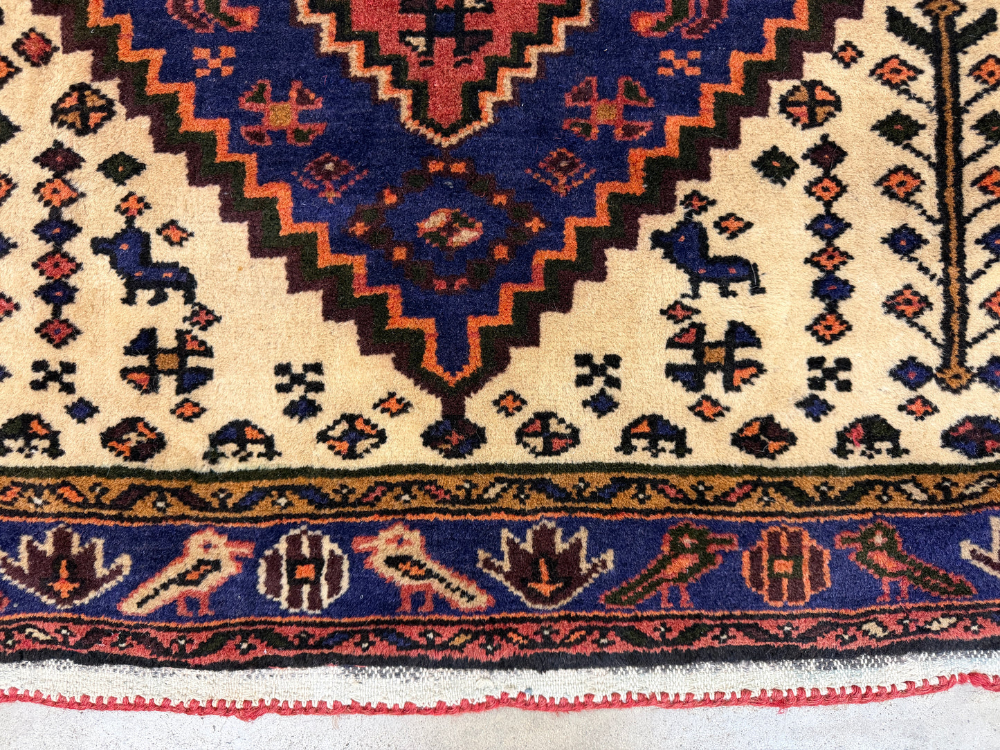 3’4”x5’ Hand-Knotted Wool Hamadan Persian Rug 3x5 Blue Handmade Carpet