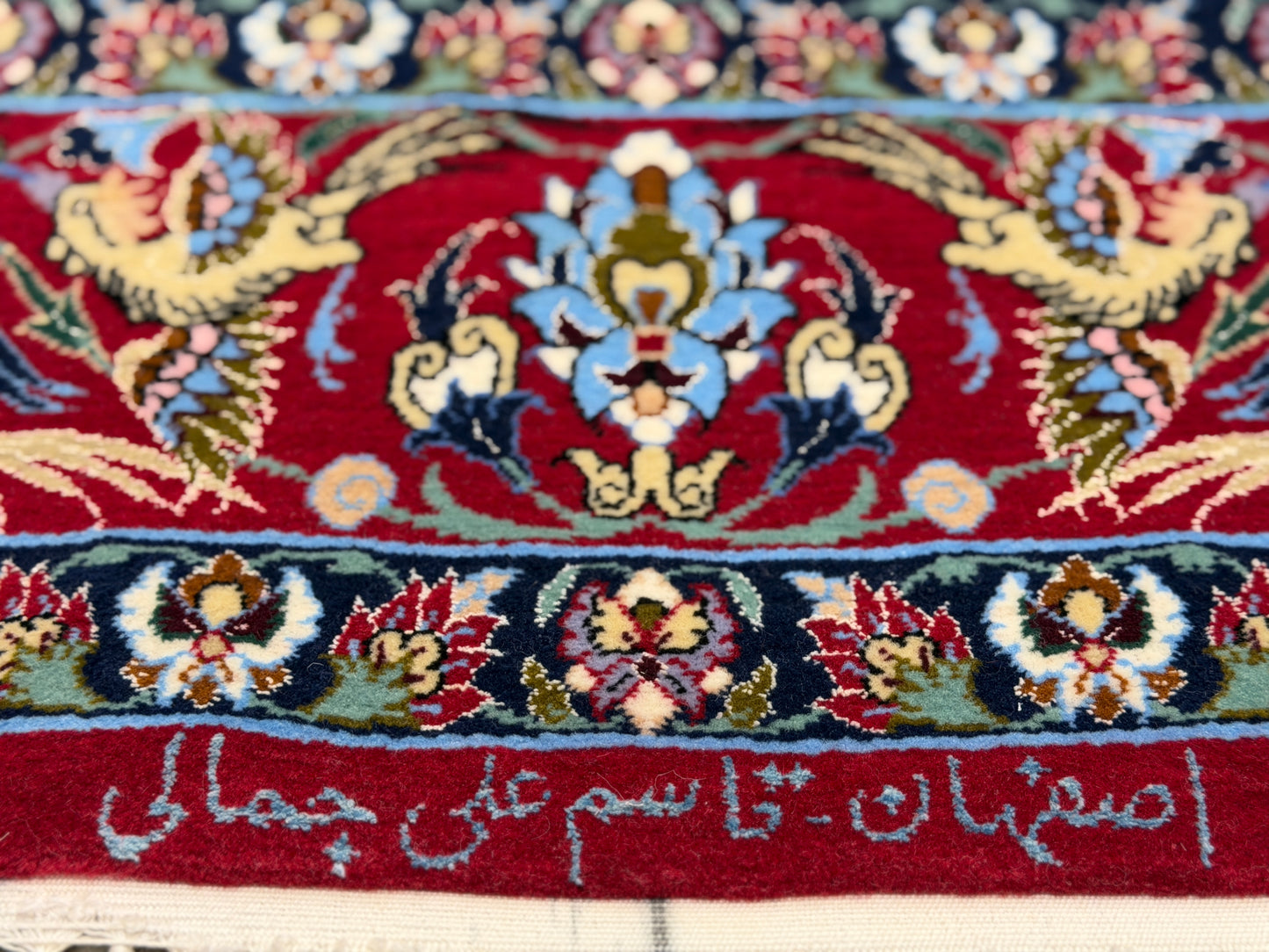 Hand-Knotted Persian Isfahan Rug -Garden of Birds- 3’8”x5’6”