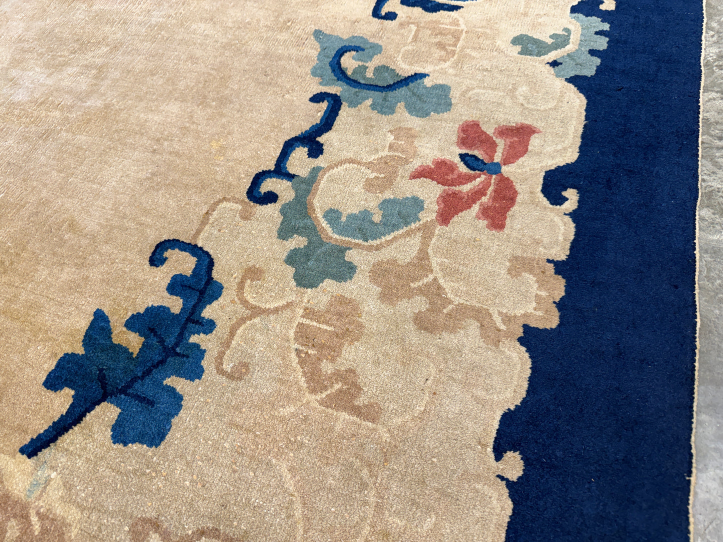 10’1”x13’8” Antique Hand-Knotted Chinese Art Deco Nichols Area Rug