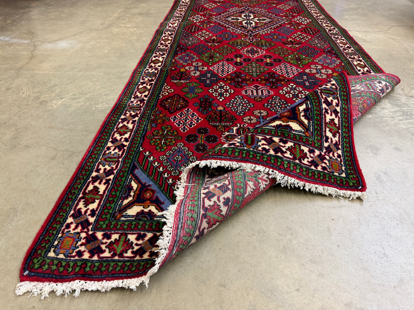 4’2”x13’3” Hand-Knotted Wool Joshaghan Persian Runner 4x13 Handmade Red Carpet