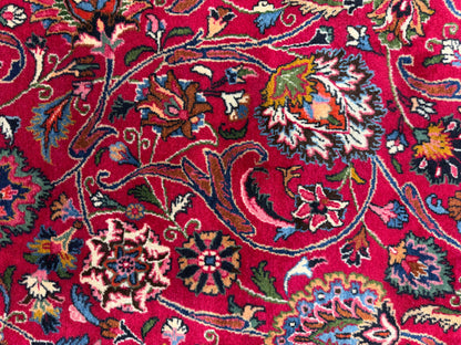 11’6”x16’5” Hand-Knotted Very Fine Wool Persian Mashad Signed Area Rug Handmade