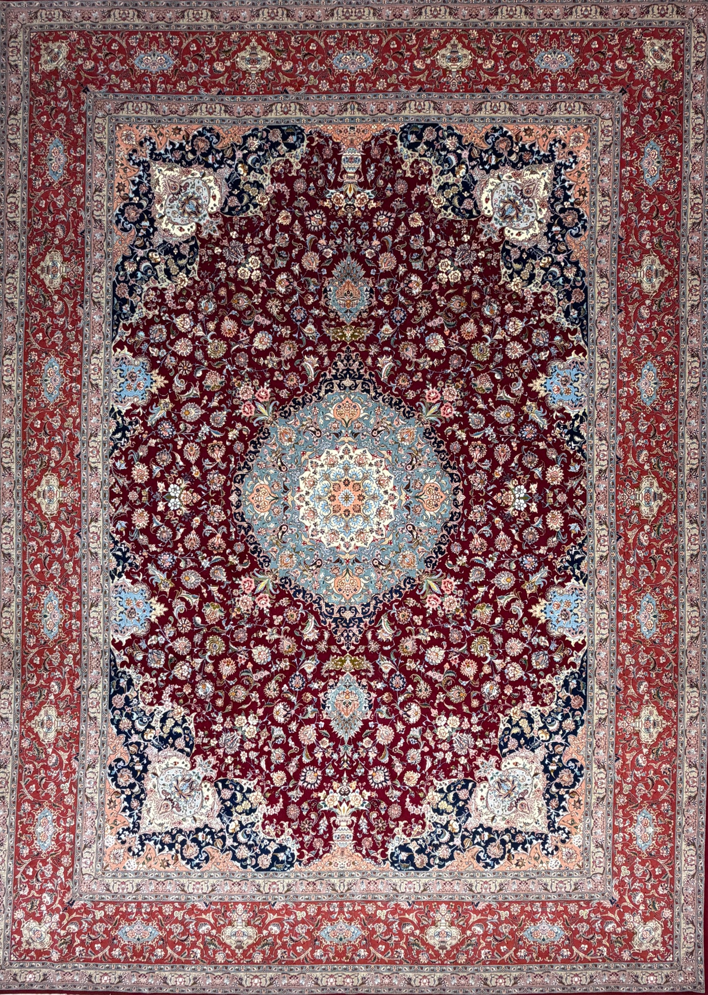 Hand-Knotted 80 Raj Persian Tabriz Rug - Signed - 9’9”x13’6”