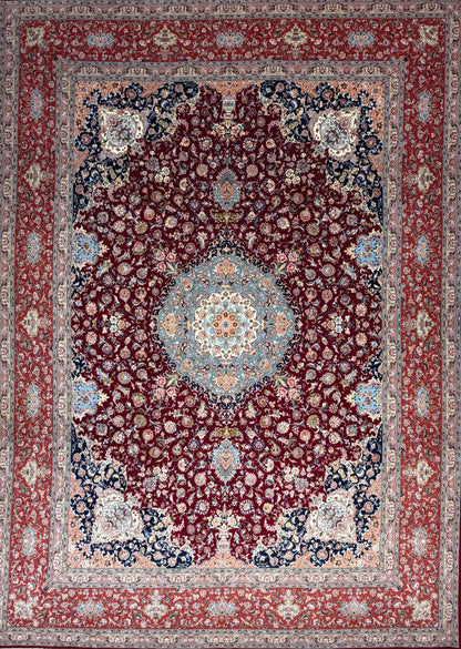 Hand-Knotted 80 Raj Persian Tabriz Rug - Signed - 9’9”x13’6”