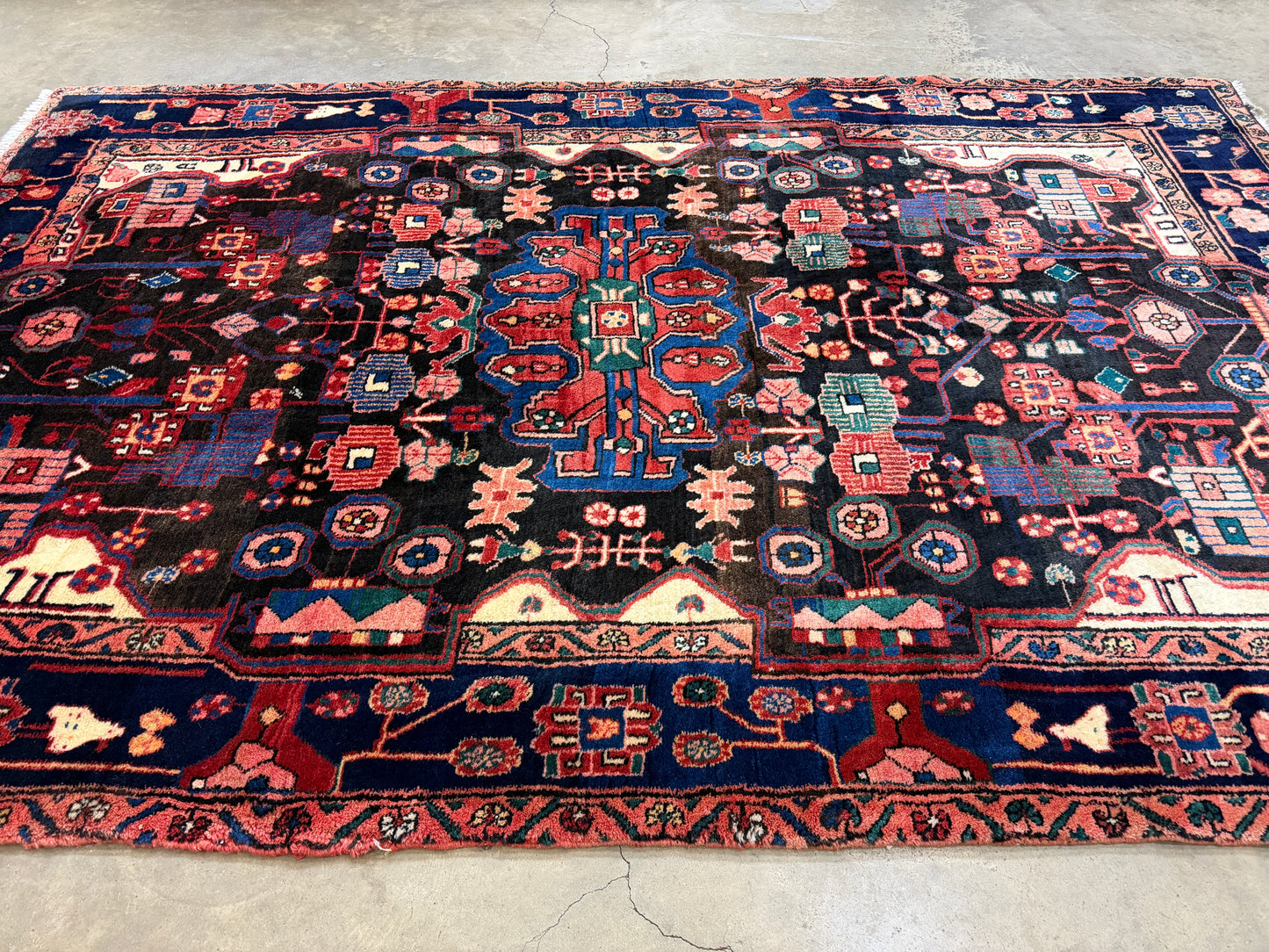 5’6”x8’6” Vintage Hand-Knotted Wool Nahavand Persian Rug 5x8 Handmade Tribal Carpet