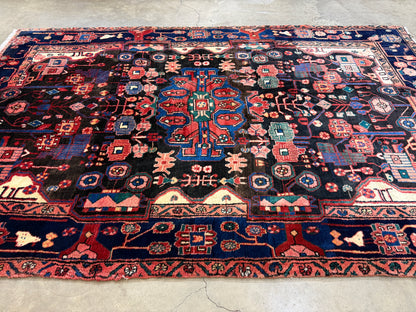 5’6”x8’6” Vintage Hand-Knotted Wool Nahavand Persian Rug 5x8 Handmade Tribal Carpet