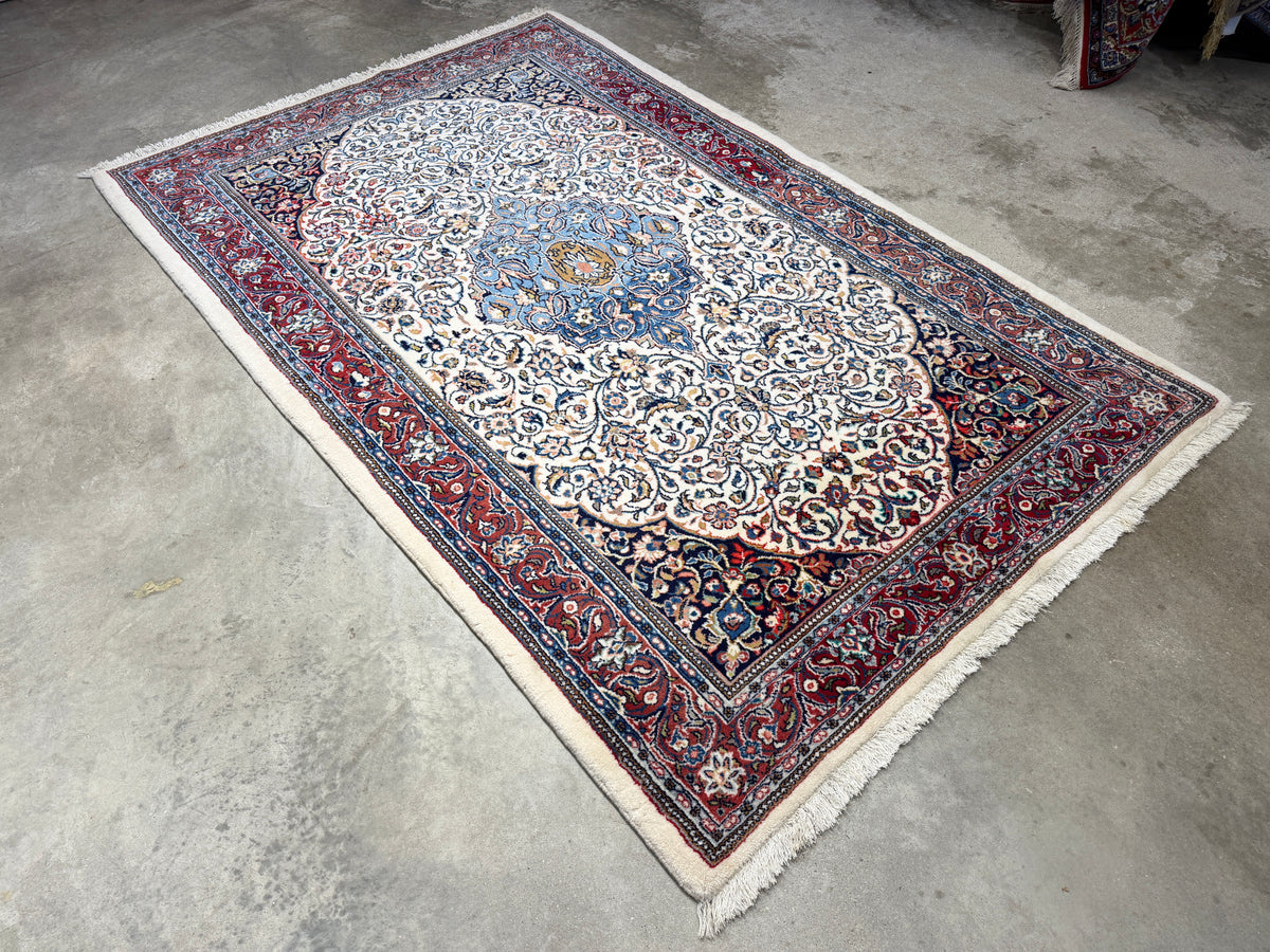 Hand-Knotted Persian Sarouk Rug - 4’5”x6’11”