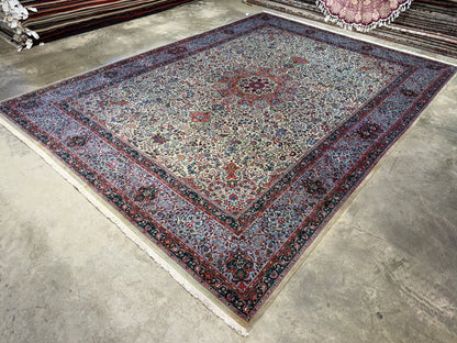 9’11”x13’5” Hand-Knotted Fine Wool Persian Kashan Area Rug
