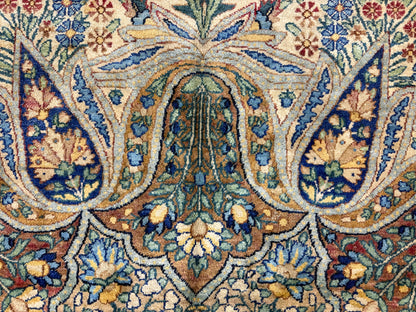 11’x14’10” Antique Hand-Knotted Fine Wool Persian Kerman Area Rug Handmade