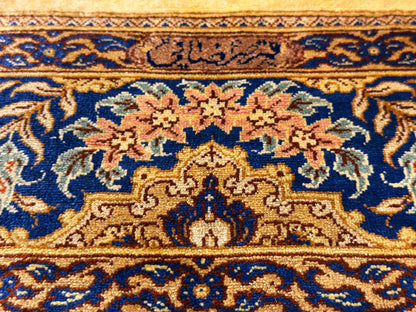 Hand-Knotted Silk Persian Qum Rug - Signed Rezaei - 3’4”x4’10”