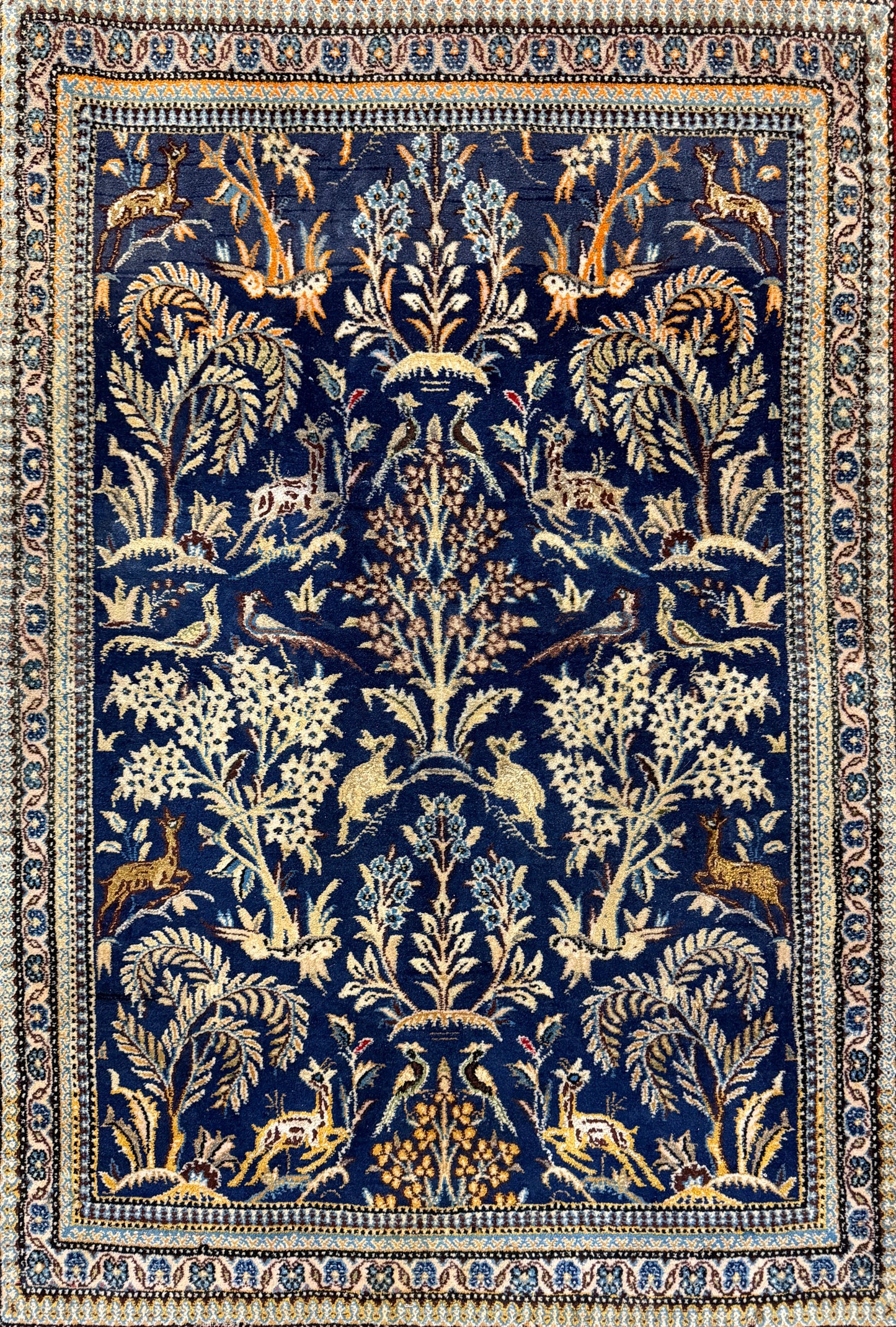 2’9”x4’2” Fine Antique Hand-Knotted Wool Kashan Tree of Life Persian Rug 2x4 Pictorial Handmade Carpet