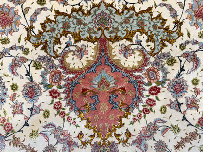 9’9”x13’9” Very Fine Hand-Knotted Persian Tabriz 80 Raj Signed Area Rug