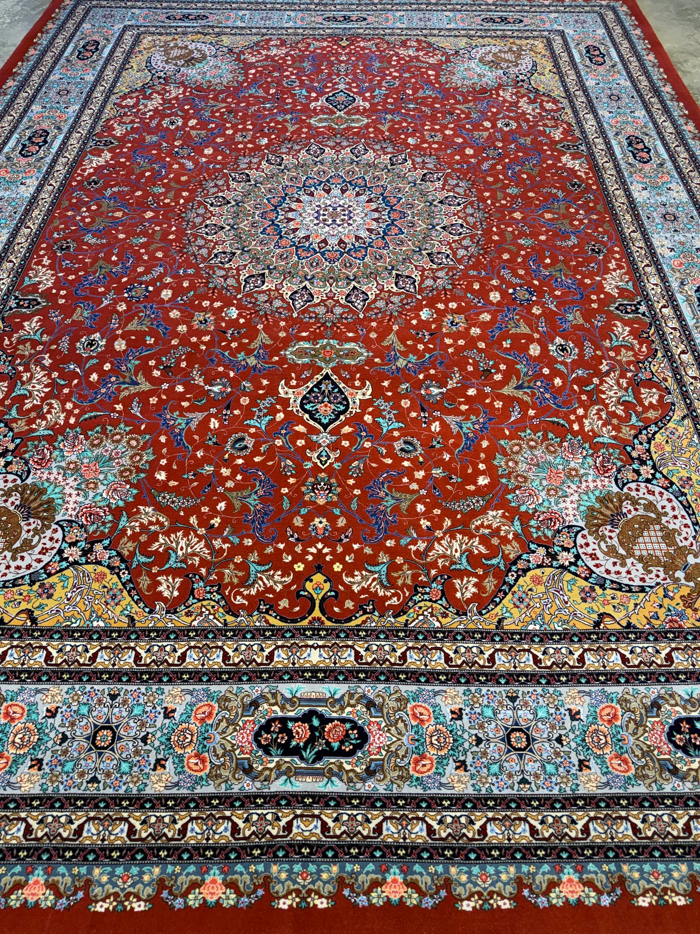 9’8”x13’3” Very Fine Hand-Knotted Persian Tabriz 80 Raj Signed Emad Fakher Area Rug