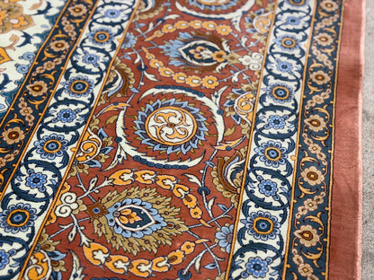 Luxurious Hand-Knotted 100% Silk Persian Qum Rug - Signed MirMahdi - 7'3"x10'7"