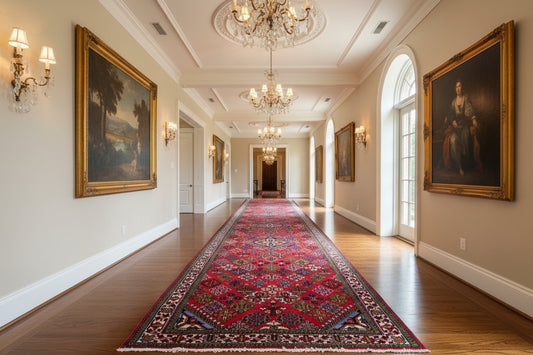 4’2”x13’3” Hand-Knotted Wool Joshaghan Persian Runner 4x13 Handmade Red Carpet