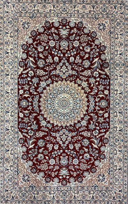 Hand-Knotted 6 La Persian Nain Rug - 4'5"x6'11"