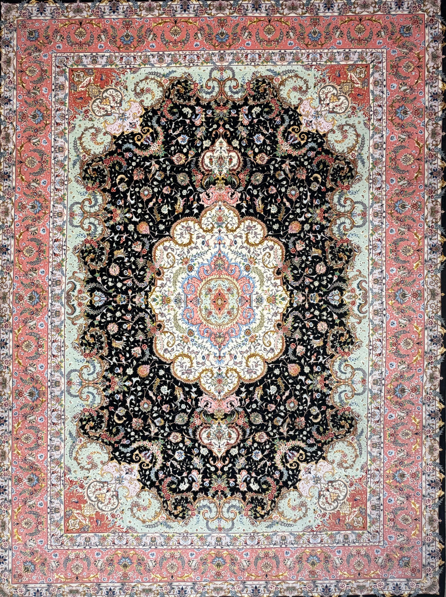 Hand-Knotted 60 Raj Persian Tabriz Rug - Signed Faizi - 10’x13’7”