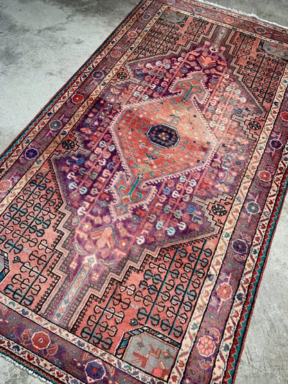 4'2"x7'7" Tribal Handmade 100% Wool Persian Nahavand Rug