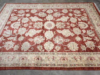 4'x5'9" Hand-knotted Wool All-Over Area Rug - Handmade Carpet Red 4x6