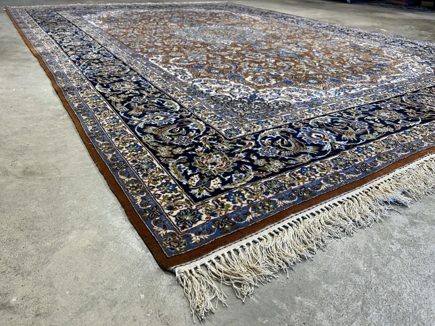 6’10”x9’10” Hand-Knotted  Fine Wool & Silk Isfahane  Area Rug - Medallion Carpet