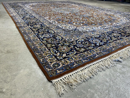 6’10”x9’10” Hand-Knotted  Fine Wool & Silk Isfahane  Area Rug - Medallion Carpet