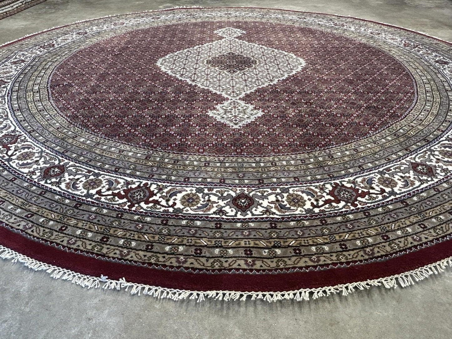 10’ Diameter Hand-knotted Wool Round Area Rug - Handmade Carpet 10x10 Burgandy