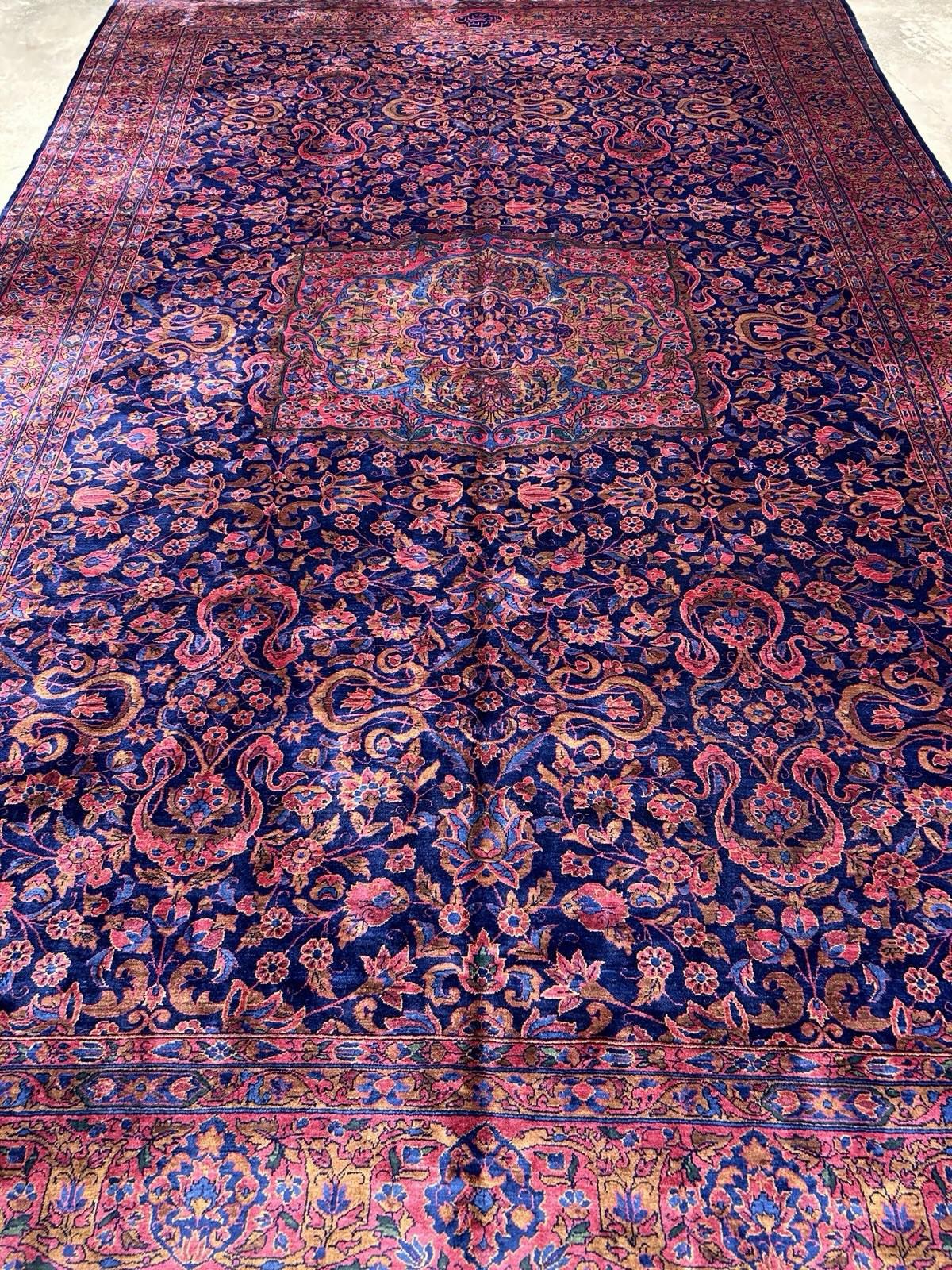 9x14 Very Fine Hand-knotted Antique Wool Manchester Kashane Signed Rug Handmade
