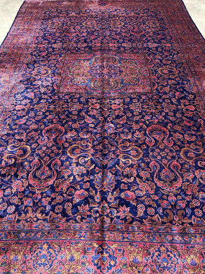 9x14 Very Fine Hand-knotted Antique Wool Manchester Kashane Signed Rug Handmade