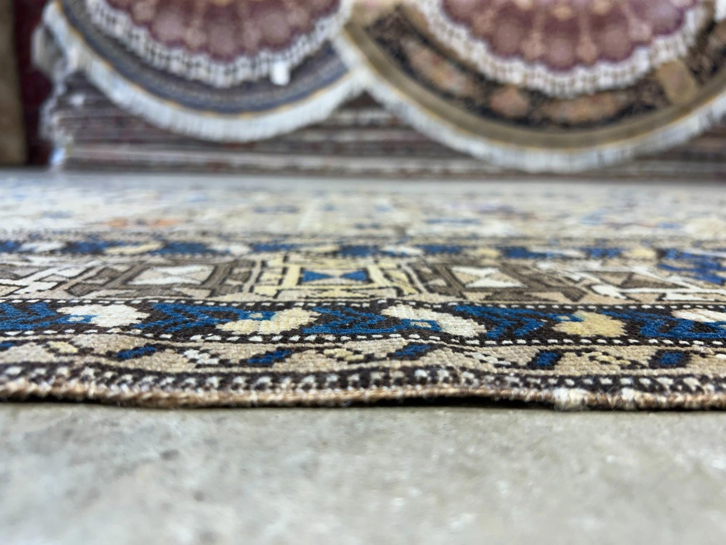 3'9"x5' Antique Hand-knotted Wool Caucasian Area Rug - Handmade 4x5 Carpet