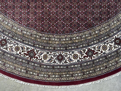 10’ Diameter Hand-knotted Wool Round Area Rug - Handmade Carpet 10x10 Burgandy