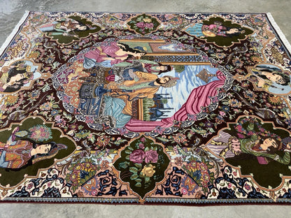 5’7”x7’10” Hand-knotted Pictorial Tabriz Rug