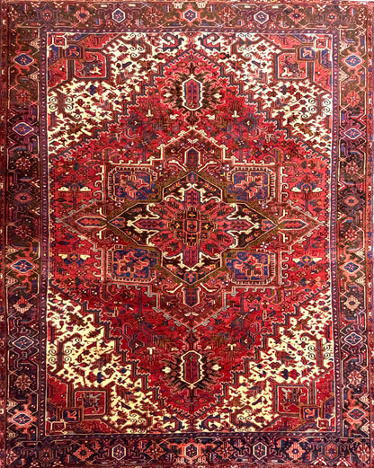 Hand-Knotted Persian Heriz Rug - 9’3”x11’9”