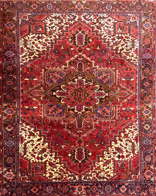Hand-Knotted Persian Heriz Rug - 9’3”x11’9”
