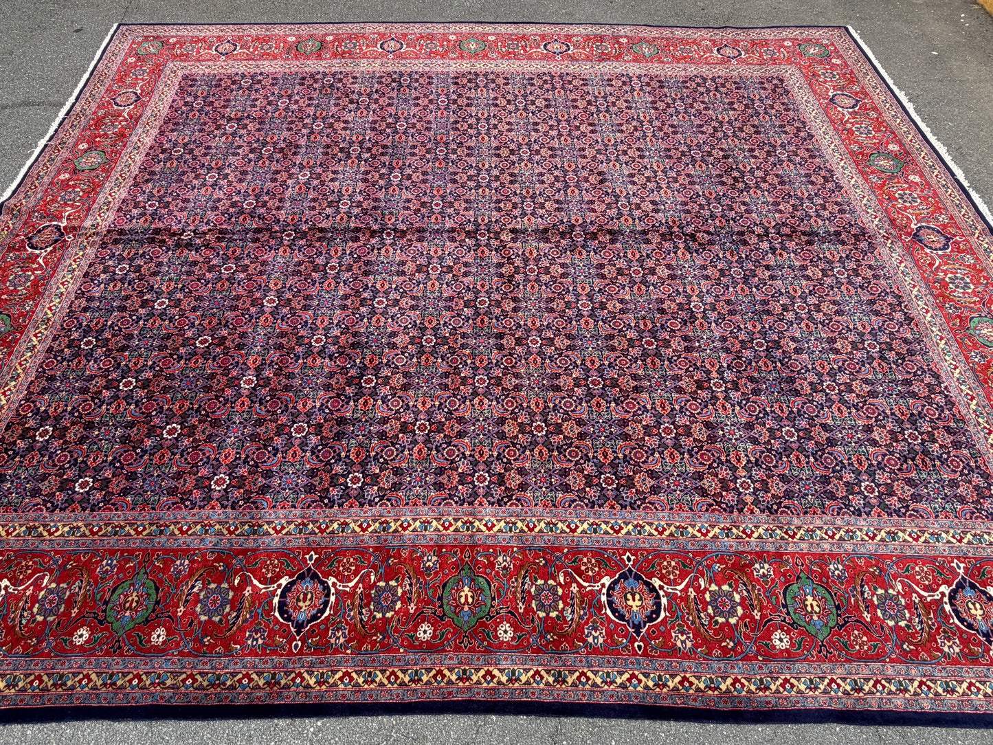 Hand-Knotted Persian Herati Rug - Signed Torabpour - 13’x15’9”