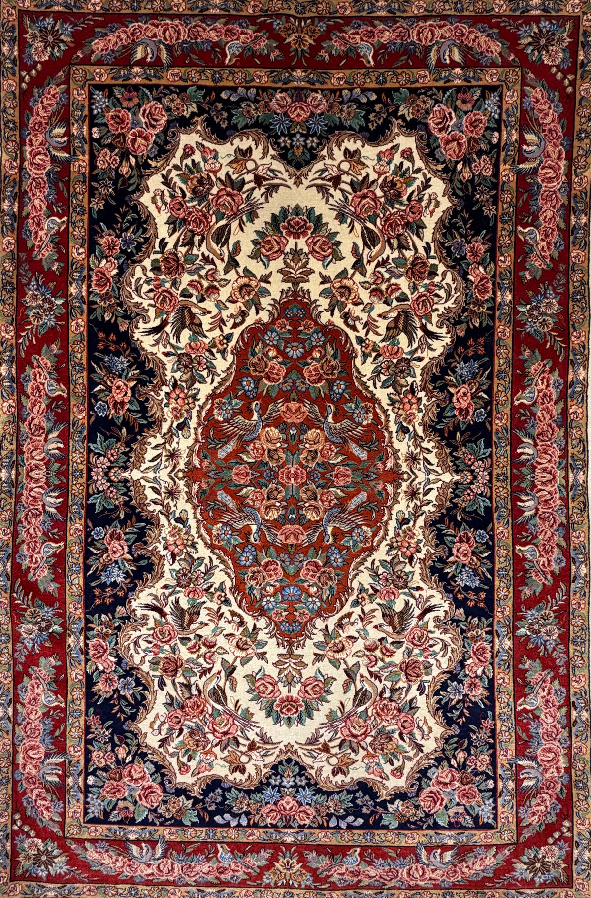 Hand-Knotted Persian Sarouk Rug - 4’5”x6’6”