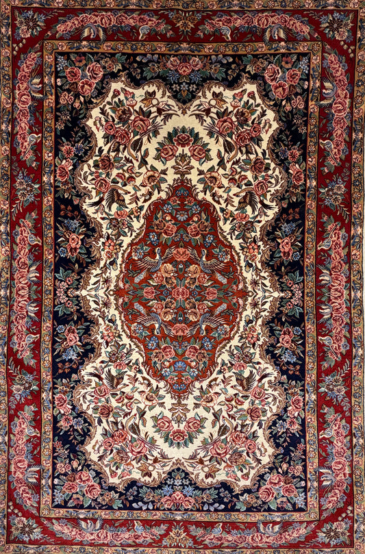 Hand-Knotted Persian Sarouk Rug - 4’5”x6’6”