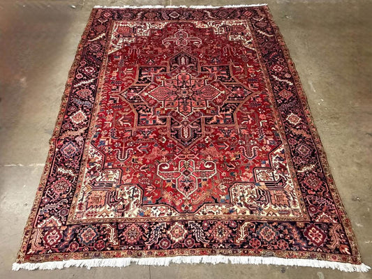 8’7”x11’ Hand-Knotted Wool Heriz Rug