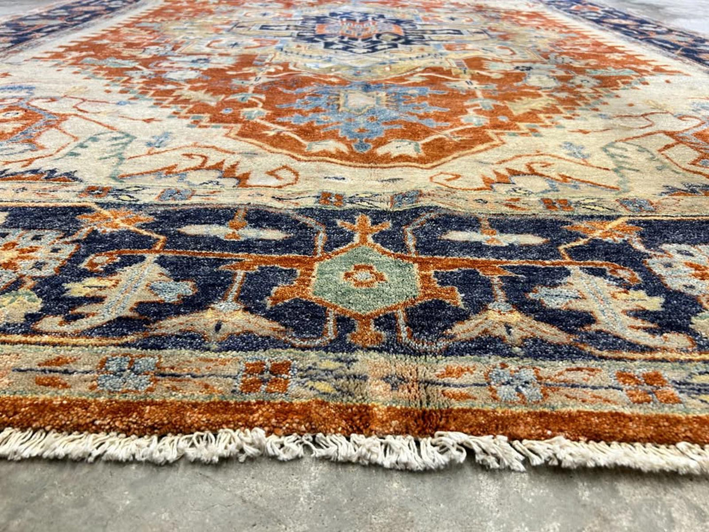 8'9"x12' Handmade 100% Wool Indian Serapi Rug