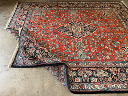 10’1”x12’4” Antique Hand-Knotted Persian Ghazvin Area Rug