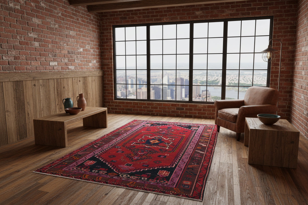 Hand-Knotted Persian Hamadan Rug - 7’6”x9’7”