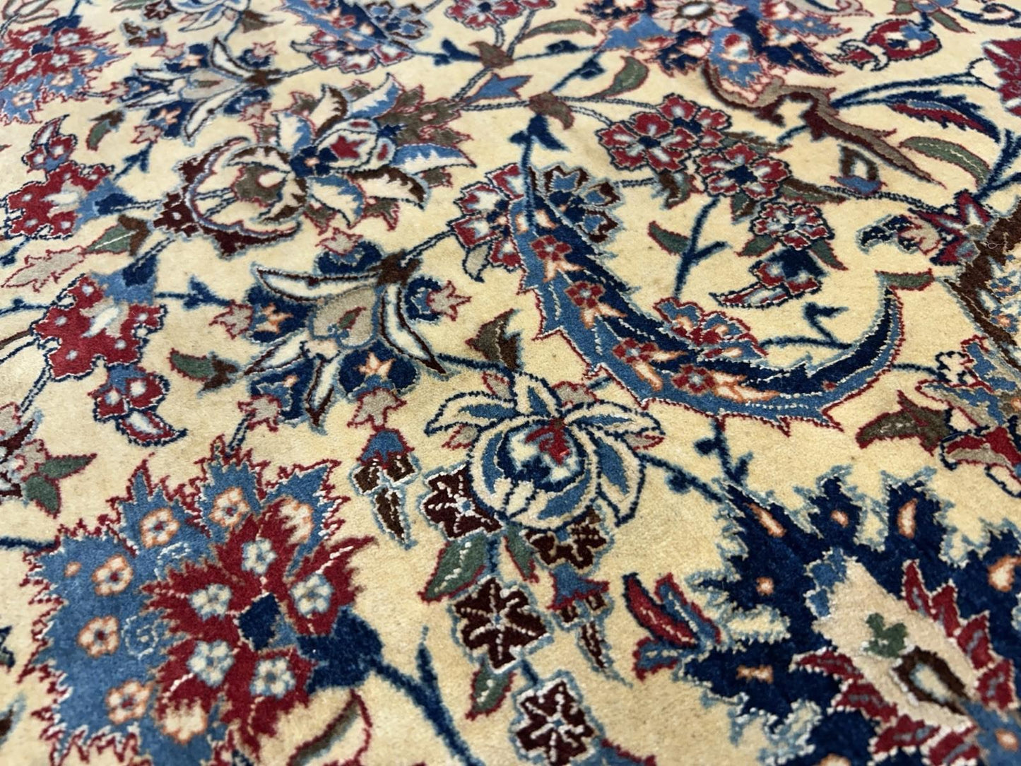 4’11”x7’6” Hand-Knotted Fine Antique Wool Nain Area Rug - All-over Carpet