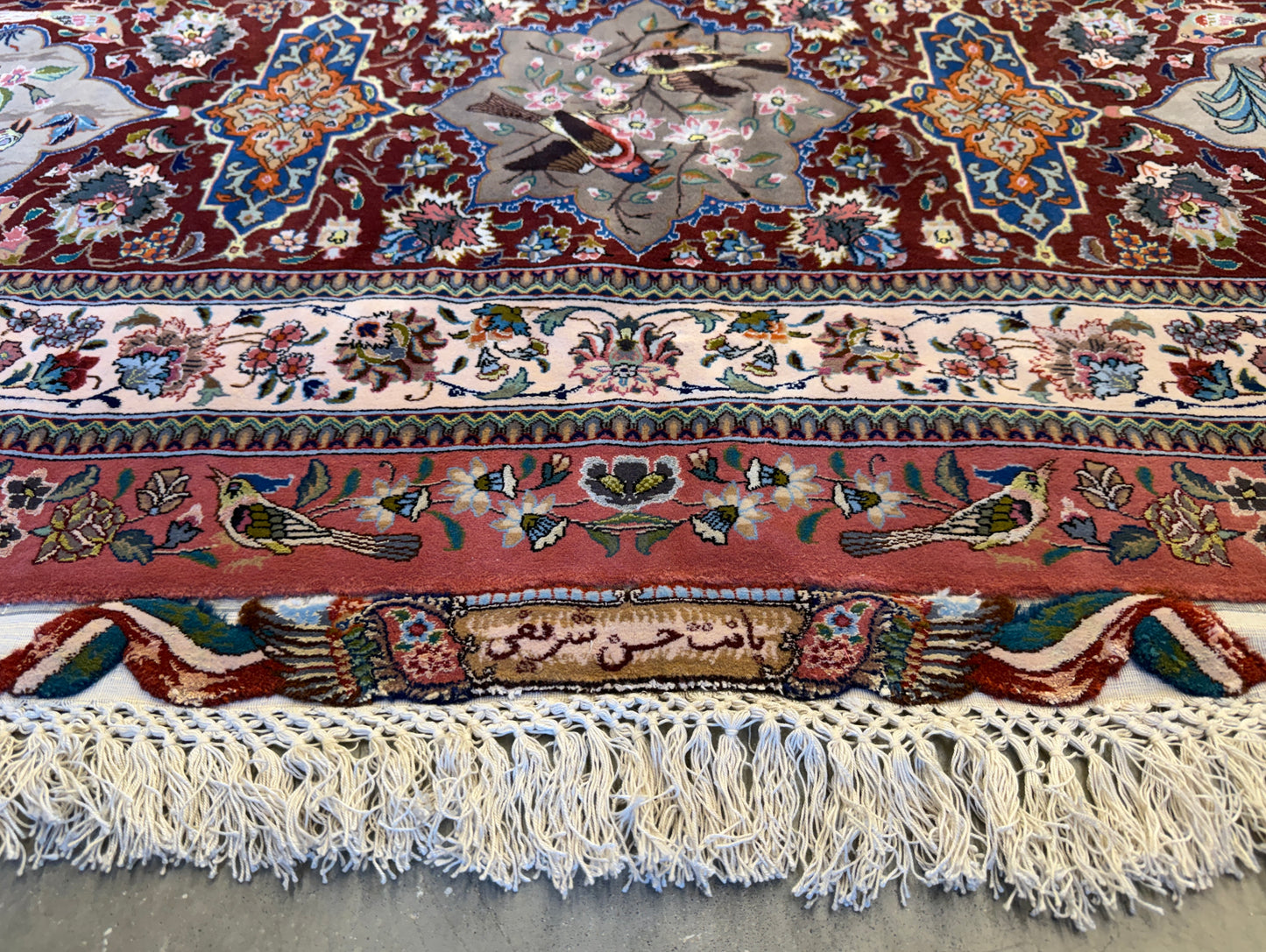 11’7”x17’2” Very Fine Hand-Knotted Signed Persian Tabriz Pictorial Area Rug