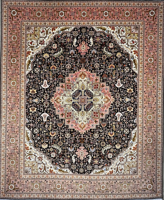 8’1”x10’ Hand-Knotted Fine Wool & Silk Herize Area Rug - Handmade Carpet 8x10