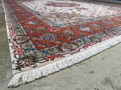 Hand-Knotted 60 Raj Persian Tabriz Rug - 9’10”x13’7”