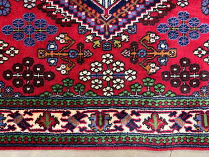 4’2”x13’3” Hand-Knotted Wool Joshaghan Persian Runner 4x13 Handmade Red Carpet