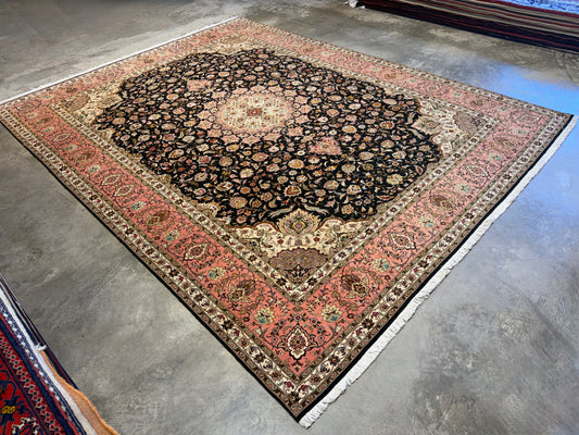 Hand-Knotted 50 Raj Persian Tabriz Rug - 9’11”x12’11”