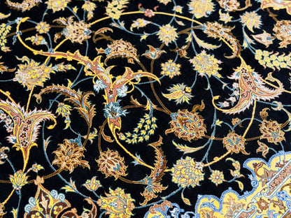 Luxurious Hand-Knotted 100% Silk Persian Qum Rug - Signed Ahmadi - 6'6"x10'