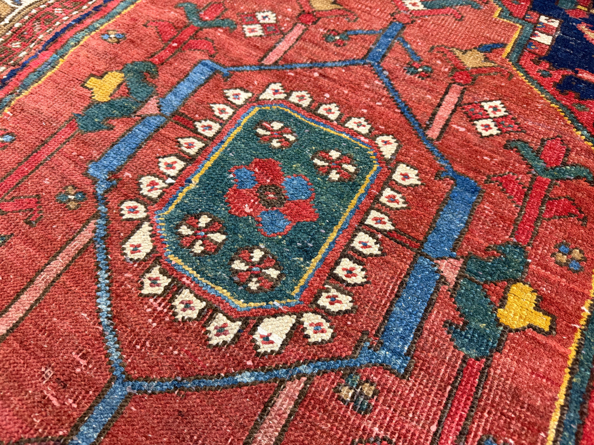 Hand-Knotted Antique Heriz Runner - 3’3”x17’9”