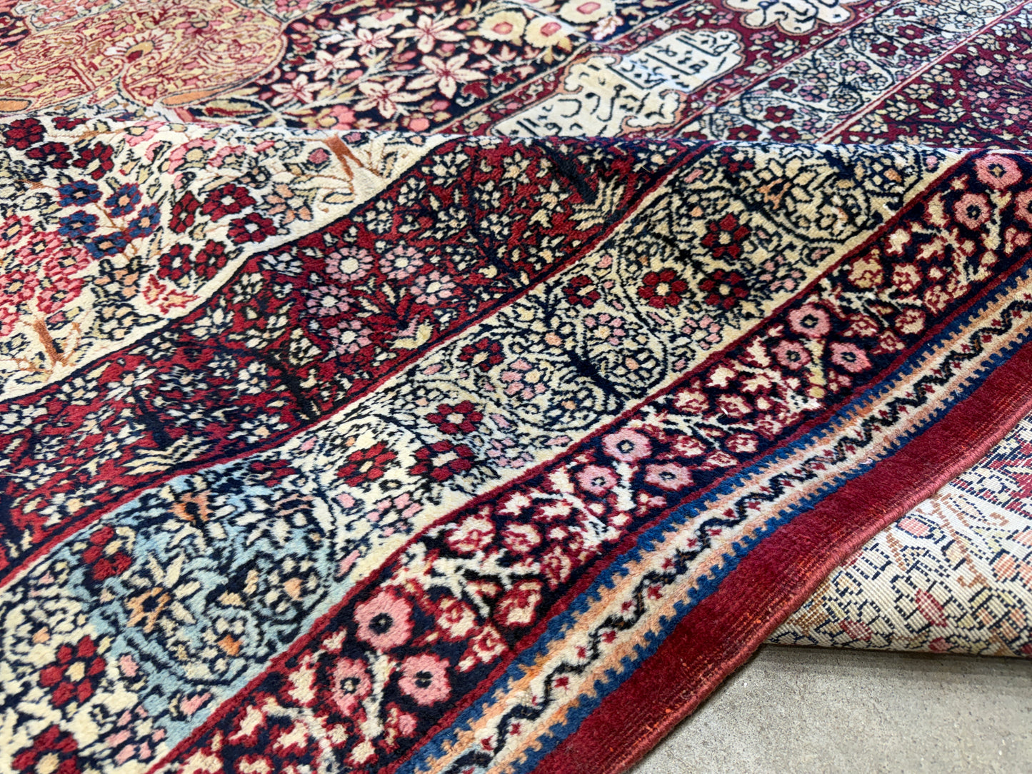 12’11”x21’7” Very Fine Collector Antique Hand-Knotted Signed Persian Kerman Area Rug